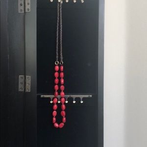 Lucky Brand Leather Red Rock Necklace
